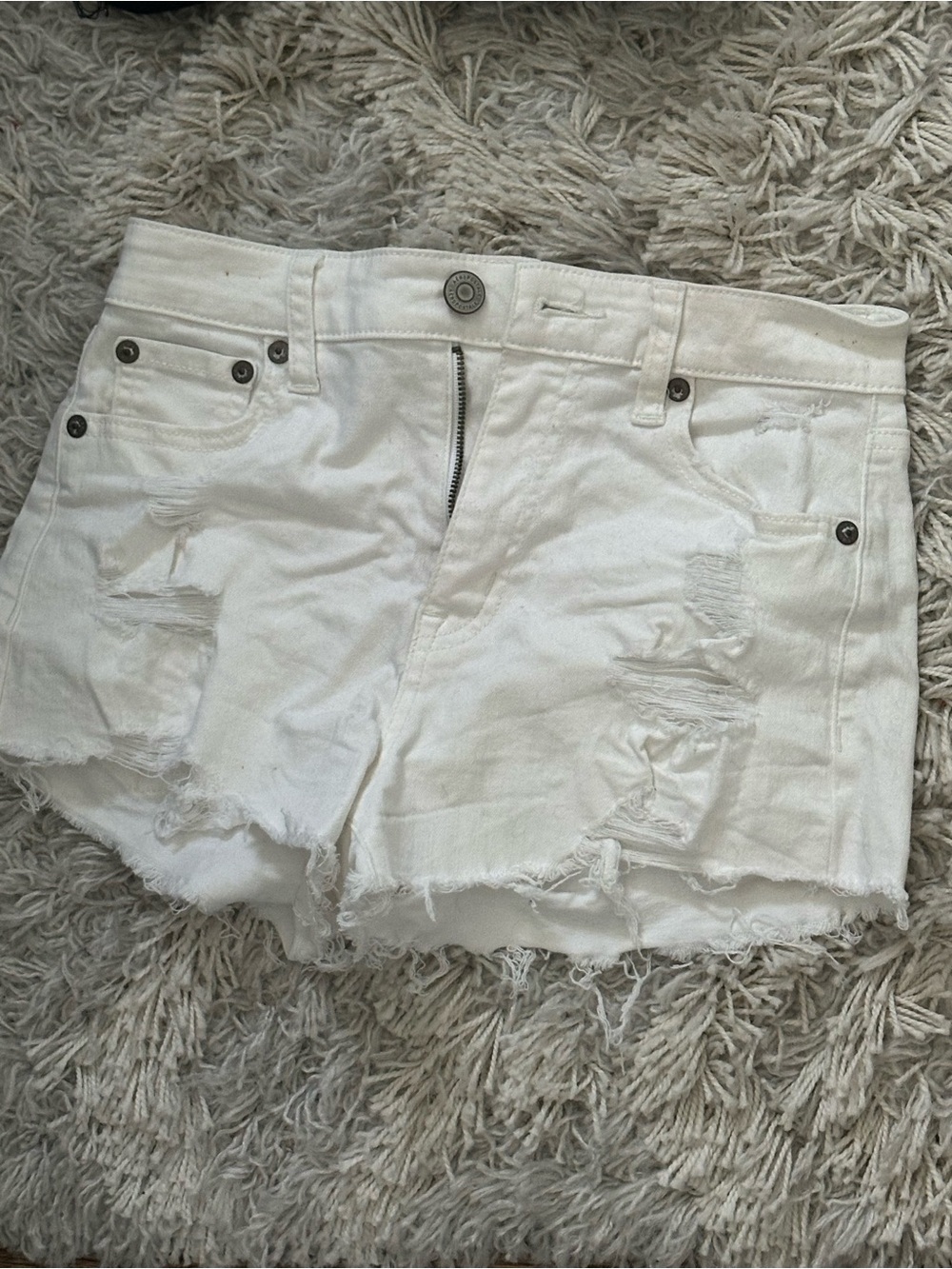 White jean shorts